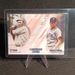 2019 Topps Historic Through Lines Card of Young / Clemens - Red Sox Legends